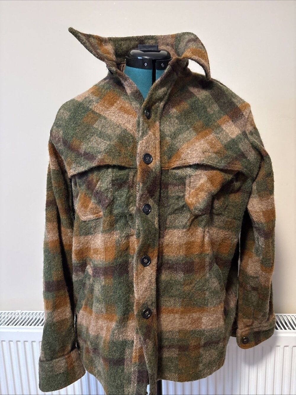 Woolrich Mens L Flux Flannel Coat 85% Wool Heavy Rusty Lumberjack Plaid 1.8 Lbs